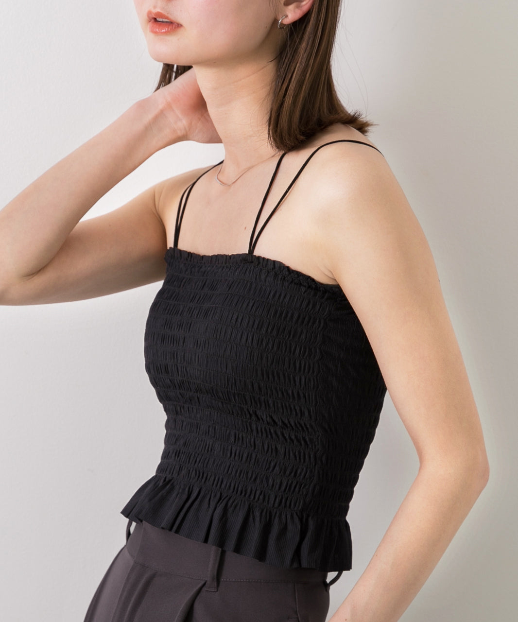 Adthie ad thie 【2024SS New Collection】 Back Cross Shirring Camisole