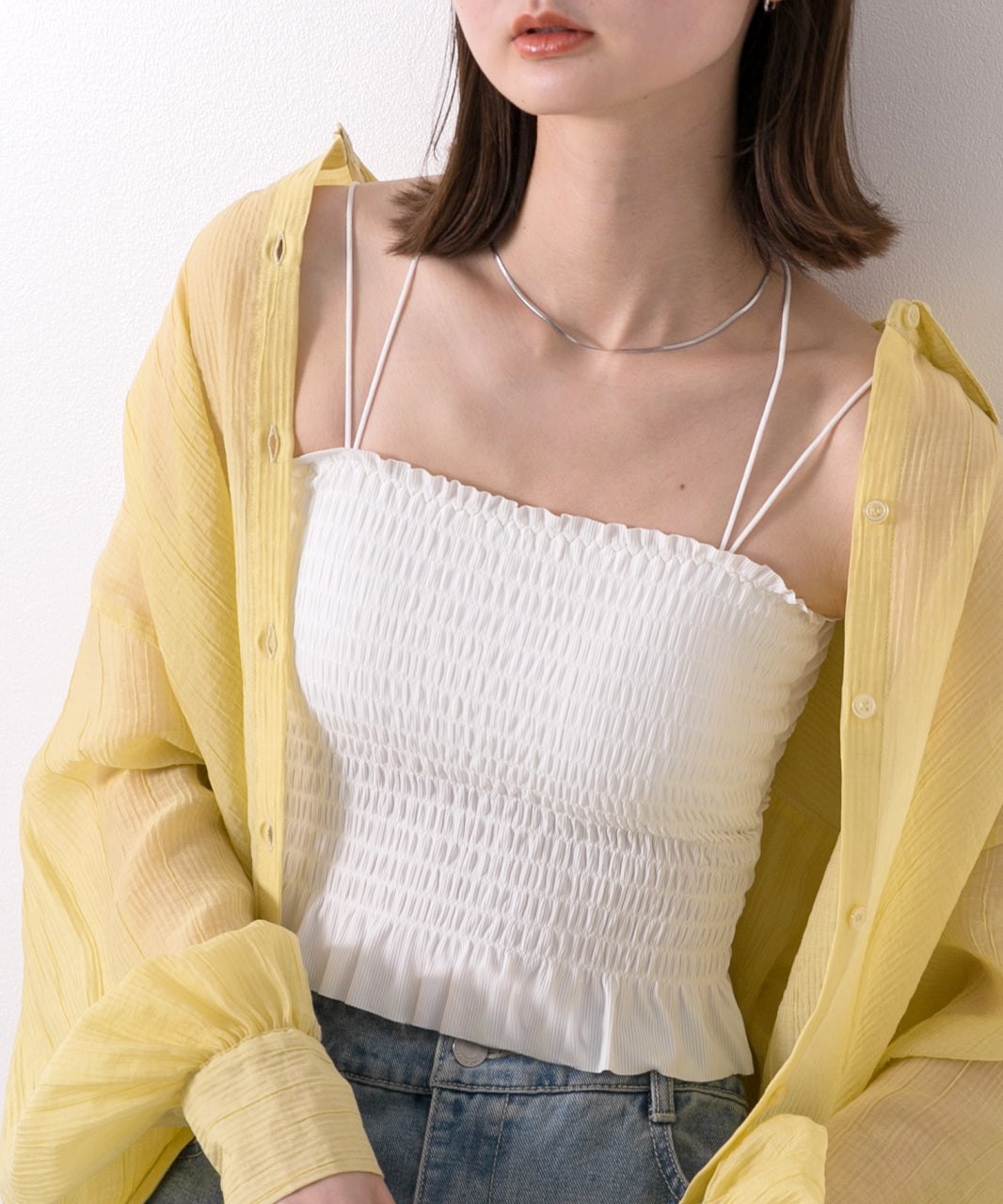 Adthie ad thie 【2024SS New Collection】 Back Cross Shirring Camisole