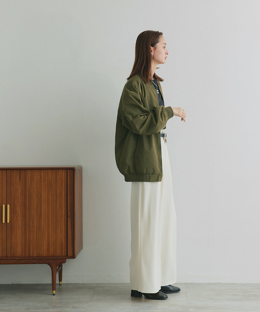 アドティエ ad thie ライトウェイト オーバーシルエットブルゾン （カーキ） カーキ