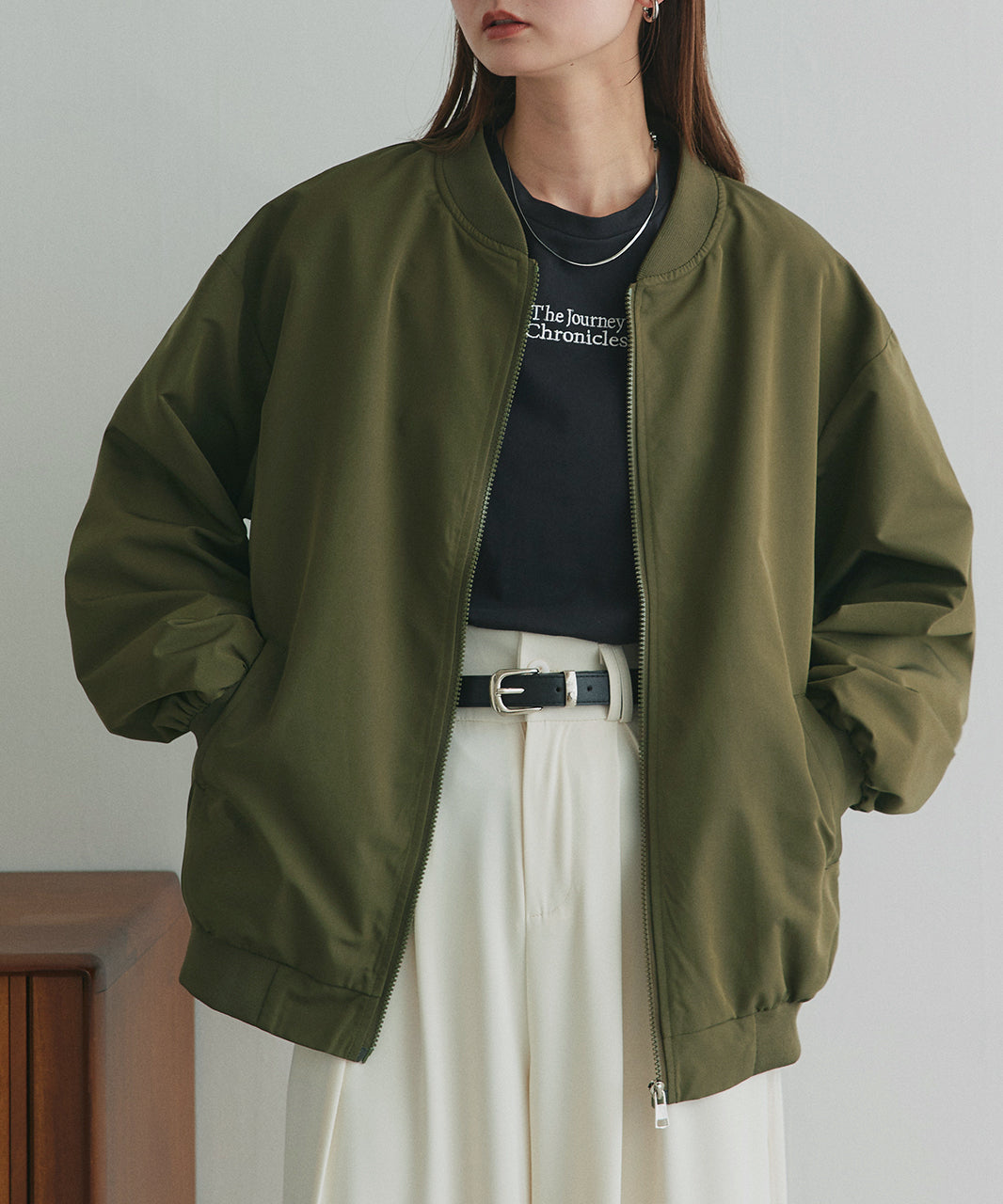 アドティエ ad thie ライトウェイト オーバーシルエットブルゾン （カーキ） カーキ