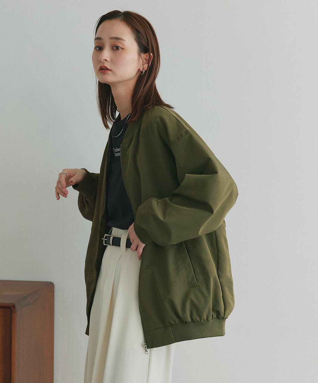 アドティエ ad thie ライトウェイト オーバーシルエットブルゾン （カーキ） カーキ
