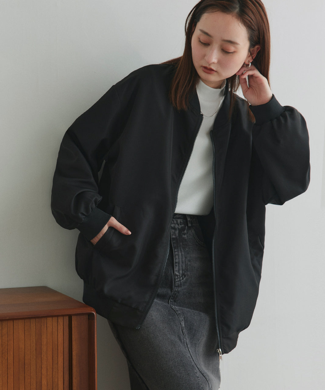 アドティエ ad thie ライトウェイト オーバーシルエットブルゾン （カーキ） カーキ