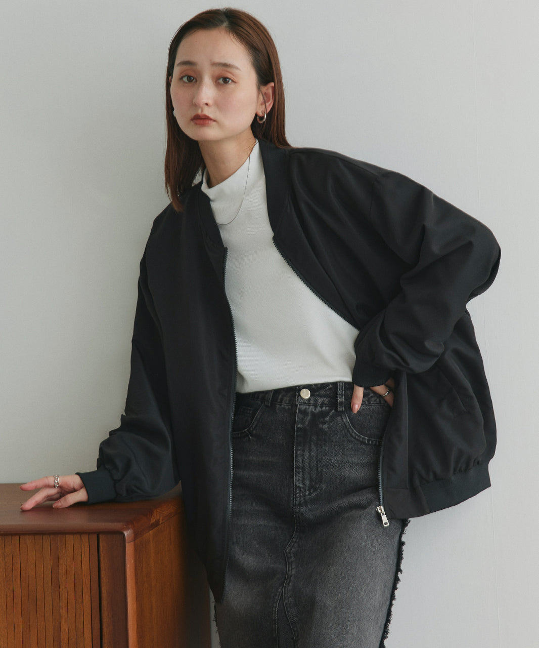 アドティエ ad thie ライトウェイト オーバーシルエットブルゾン （カーキ） カーキ