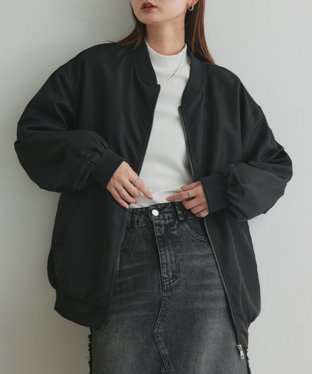 アドティエ ad thie ライトウェイト オーバーシルエットブルゾン （ブラック） ブラック