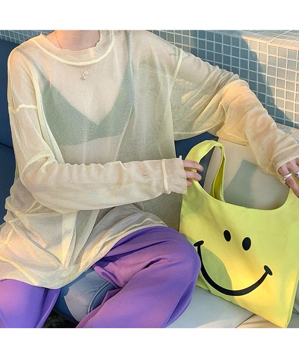 Adthie Oversized, Rich Color Variation Mesh Top
