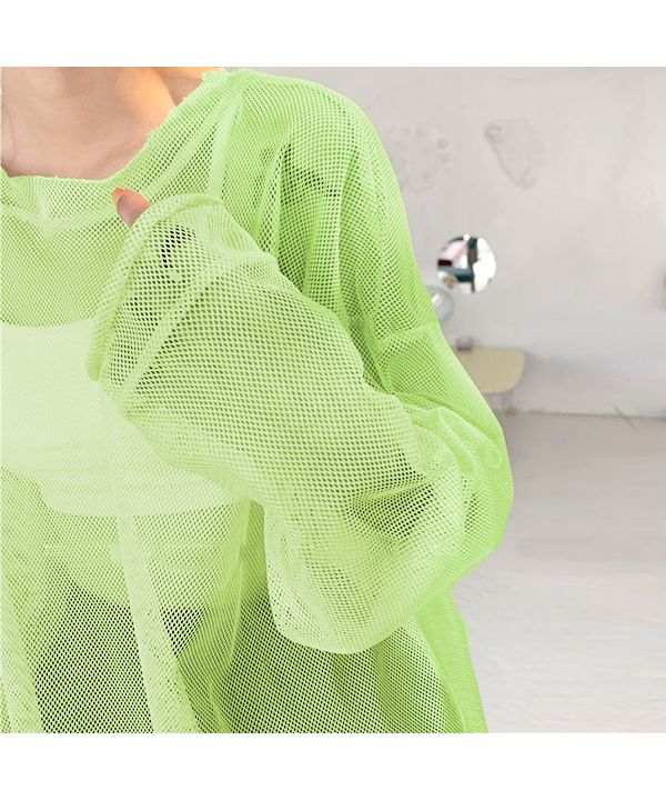 Adthie Oversized, Rich Color Variation Mesh Top