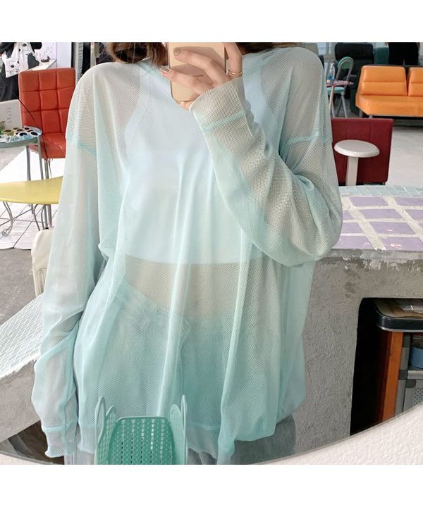 Adthie Oversized, Rich Color Variation Mesh Top