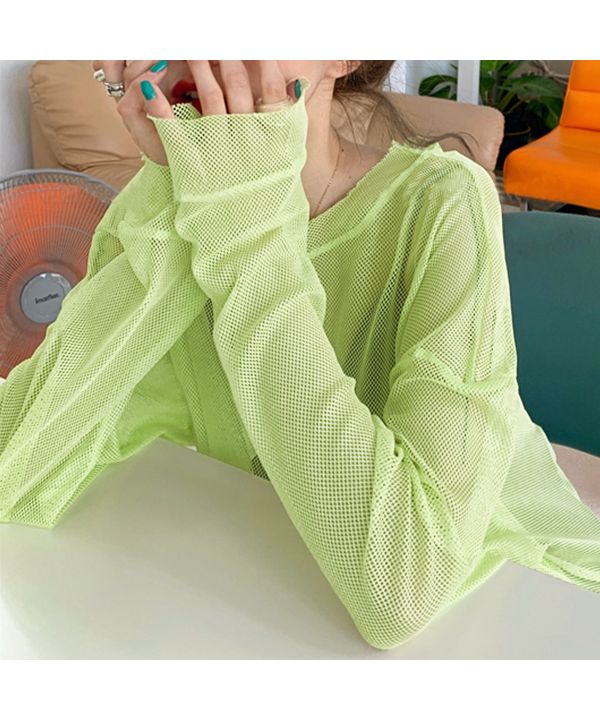 Adthie Oversized, Rich Color Variation Mesh Top