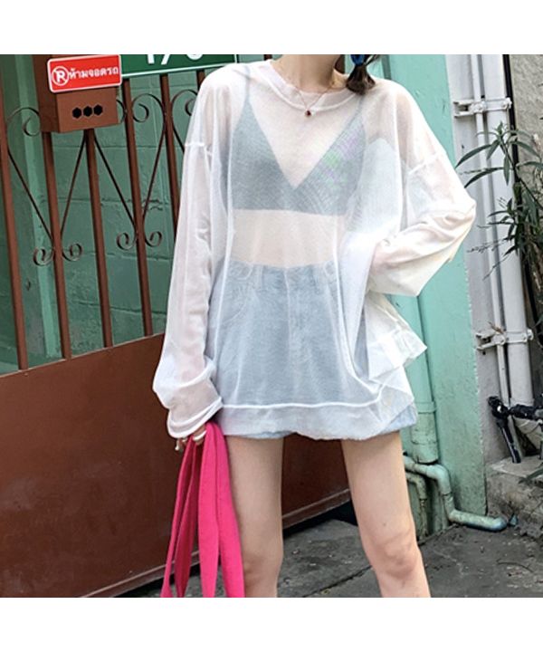 Adthie Oversized, Rich Color Variation Mesh Top