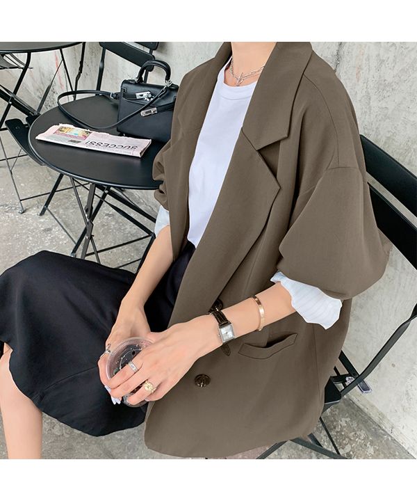 Ad Thie Big Jacket Lining Stripe Pocket Button Spring