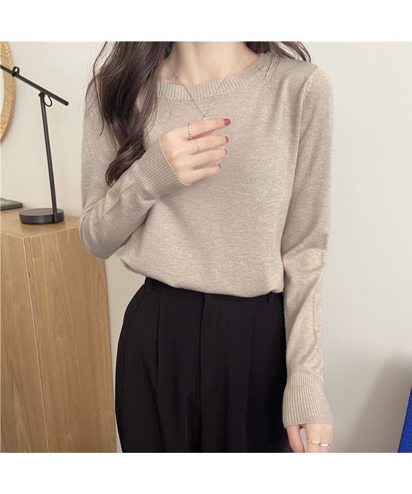 アドティエ ad thie カラー クルーネック ベーシック ニット （ベージュ） ベージュ