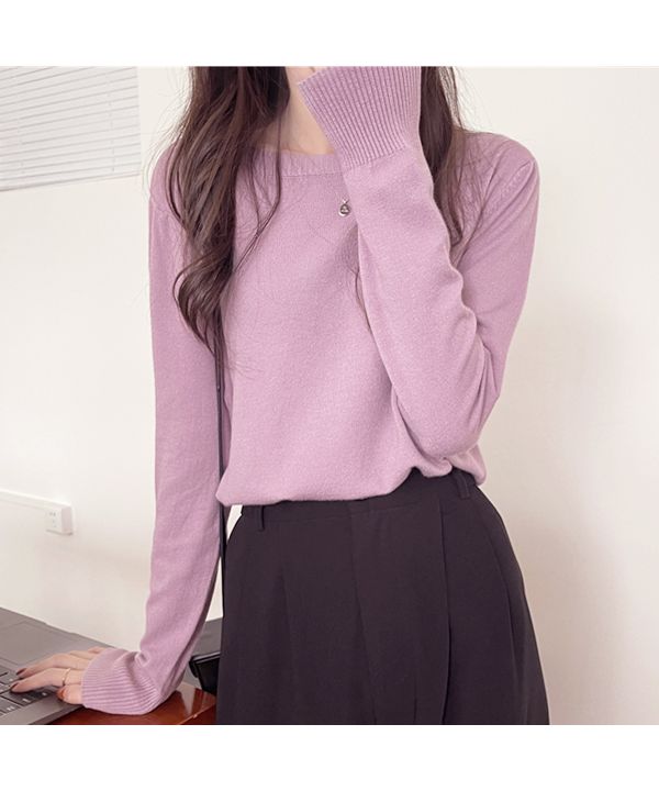 アドティエ ad thie カラー クルーネック ベーシック ニット （ベージュ） ベージュ