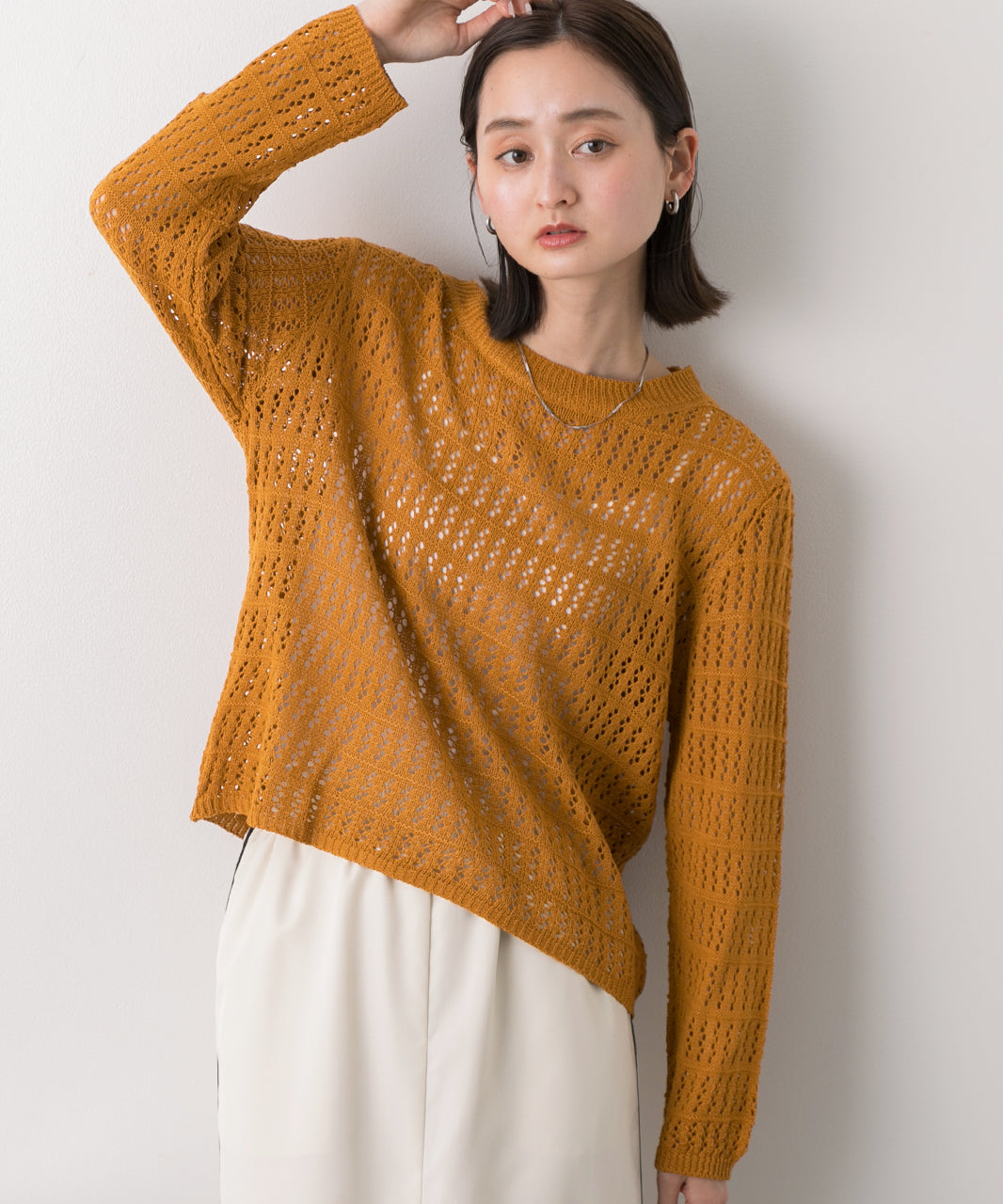 アドティエ ad thie 【2024SS新作】透かし編み ニットプルオーバー （オフホワイト） オフホワイト