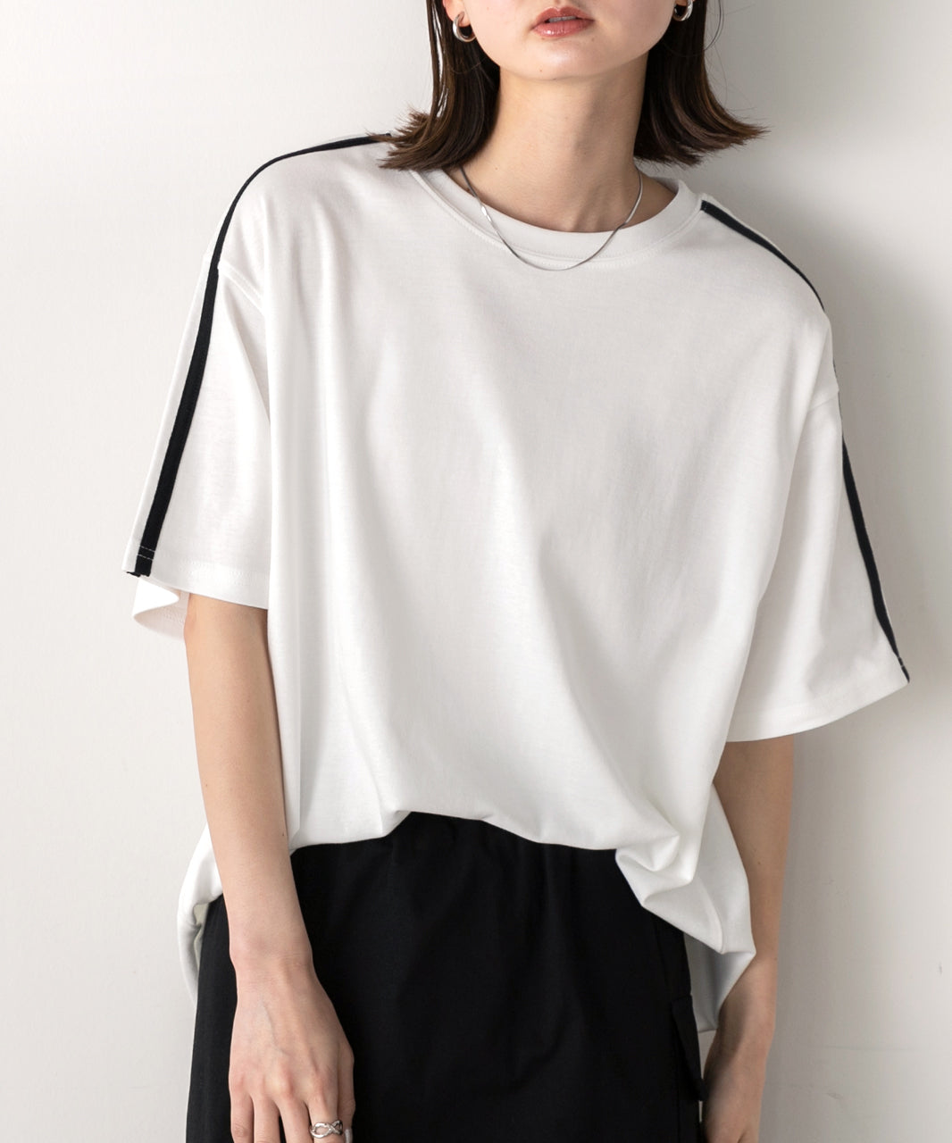 アドティエ ad thie 【2024SS新作】サイドライン スムースTシャツ （ブラック） ブラック