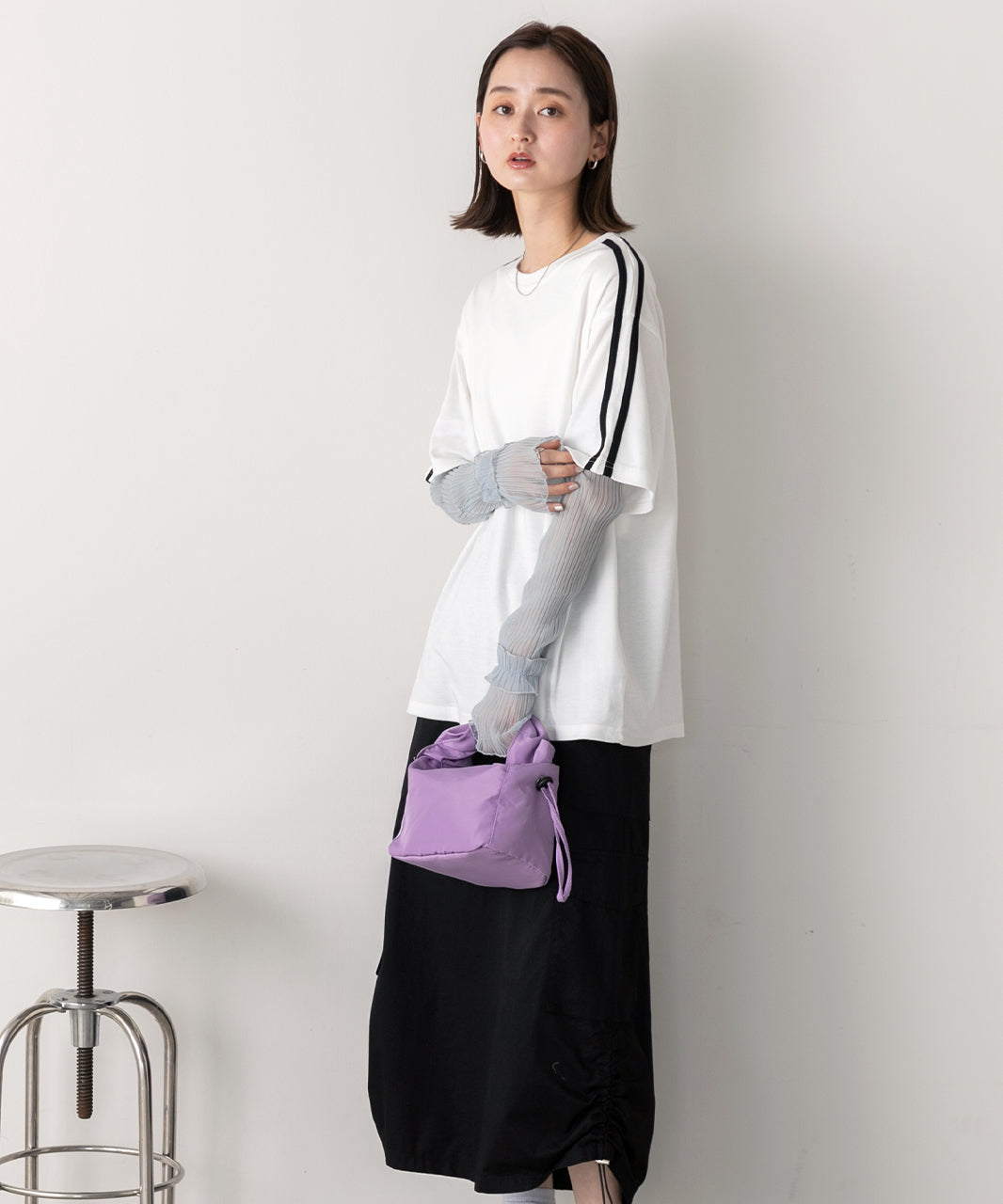 アドティエ ad thie 【2024SS新作】サイドライン スムースTシャツ （ブラック） ブラック