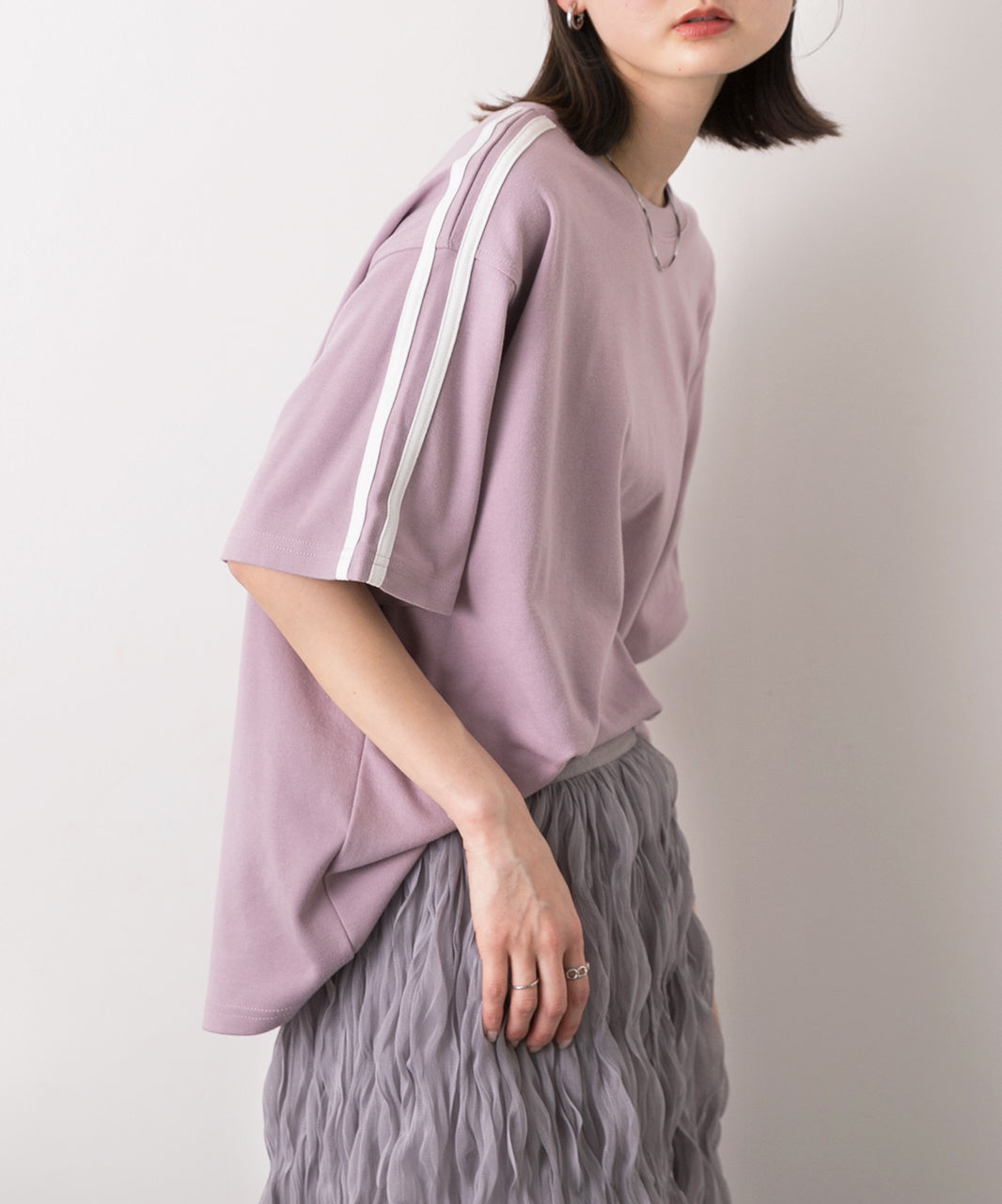 アドティエ ad thie 【2024SS新作】サイドライン スムースTシャツ （ブラック） ブラック