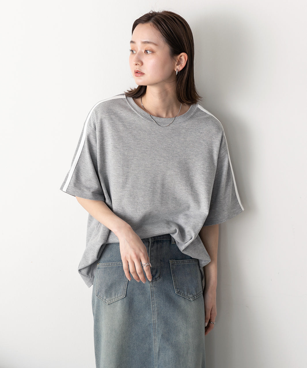 アドティエ ad thie 【2024SS新作】サイドライン スムースTシャツ （ブラック） ブラック