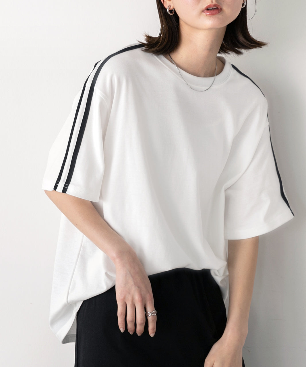 アドティエ ad thie 【2024SS新作】サイドライン スムースTシャツ （オフホワイト） オフホワイト