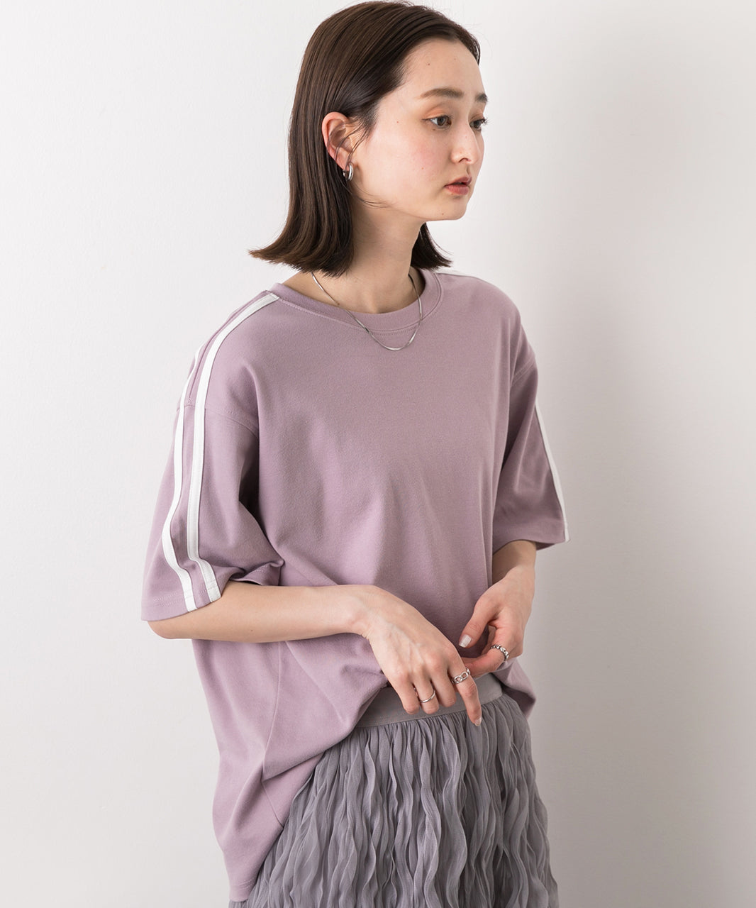 アドティエ ad thie 【2024SS新作】サイドライン スムースTシャツ （モクグレー） モクグレー