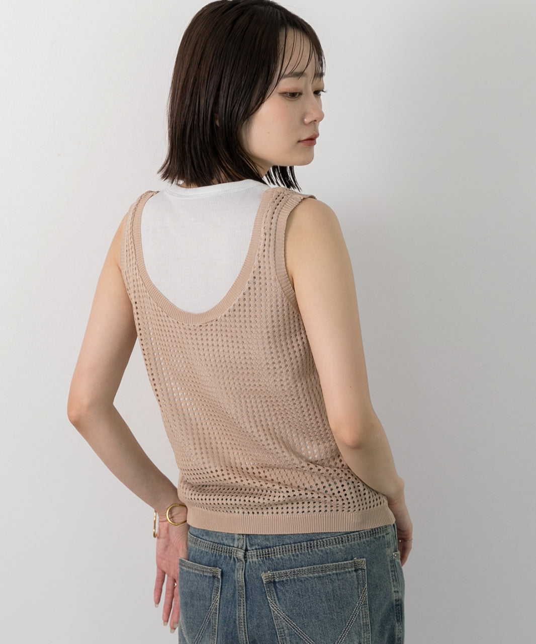 アドティエ ad thie 【2024SS新作】透かし編み ニットタンクトップ （グリーン） グリーン