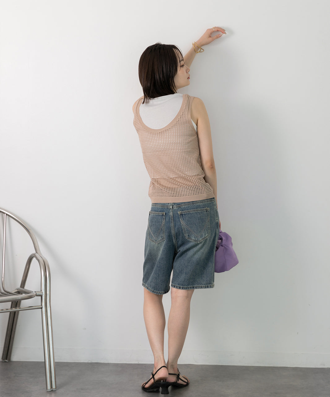 アドティエ ad thie 【2024SS新作】透かし編み ニットタンクトップ （グリーン） グリーン