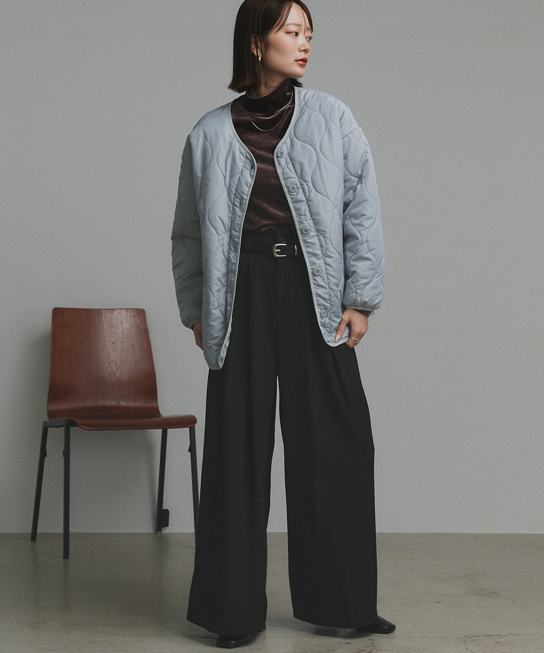 アドティエ ad thie  キルティング 中綿ジャケット （カーキ） カーキ