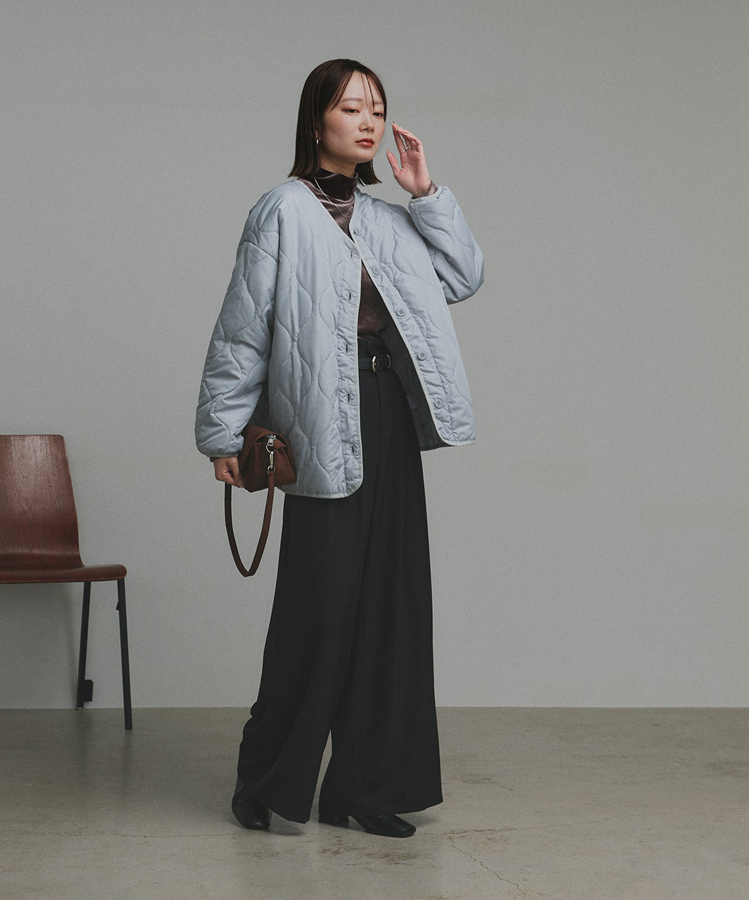 アドティエ ad thie  キルティング 中綿ジャケット （カーキ） カーキ