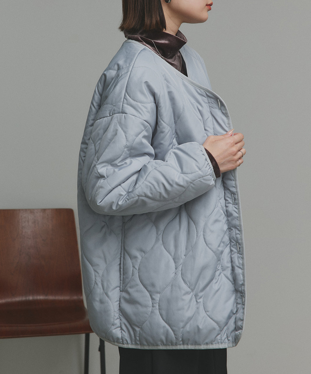 アドティエ ad thie  キルティング 中綿ジャケット （カーキ） カーキ