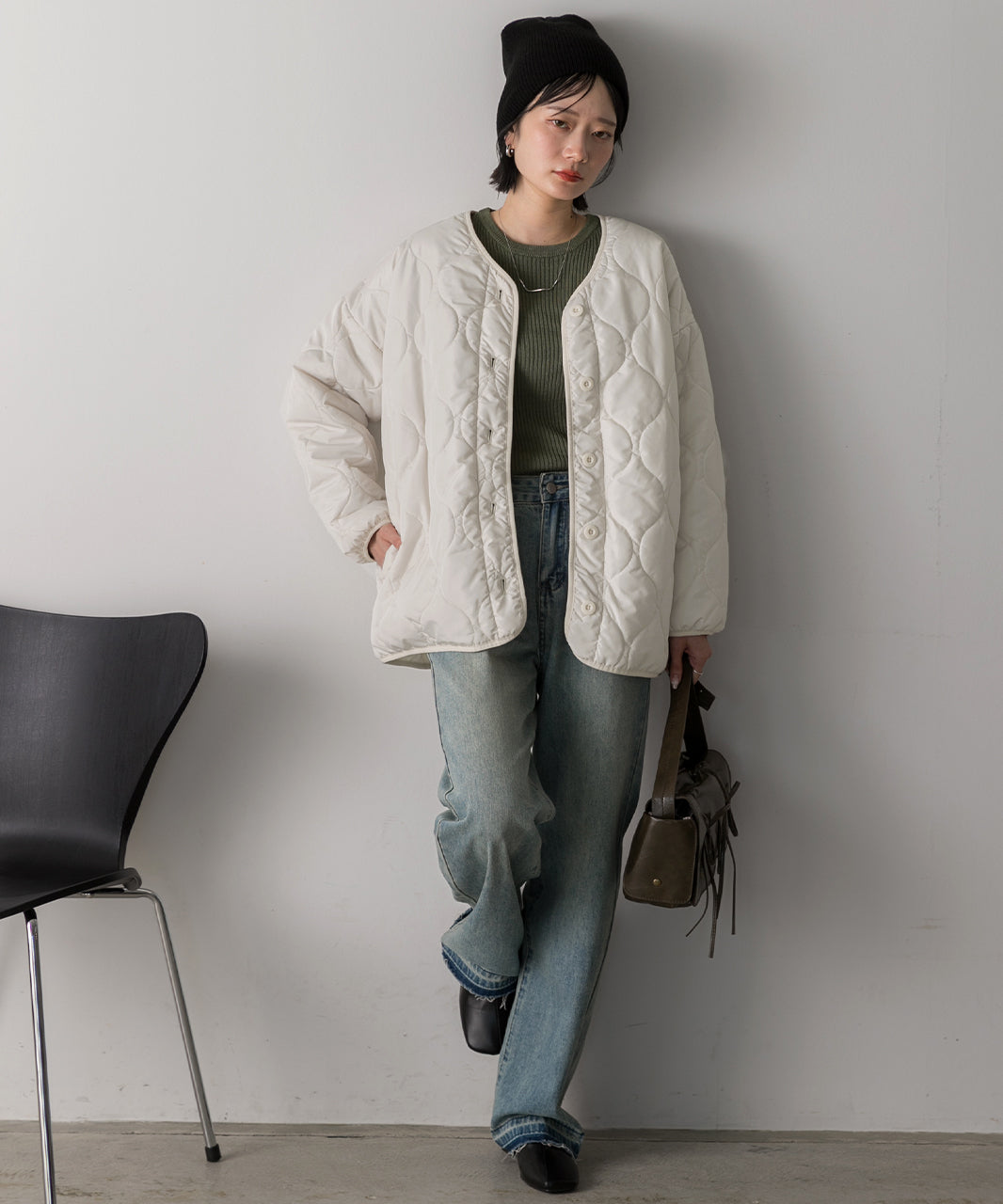 アドティエ ad thie  キルティング 中綿ジャケット （カーキ） カーキ