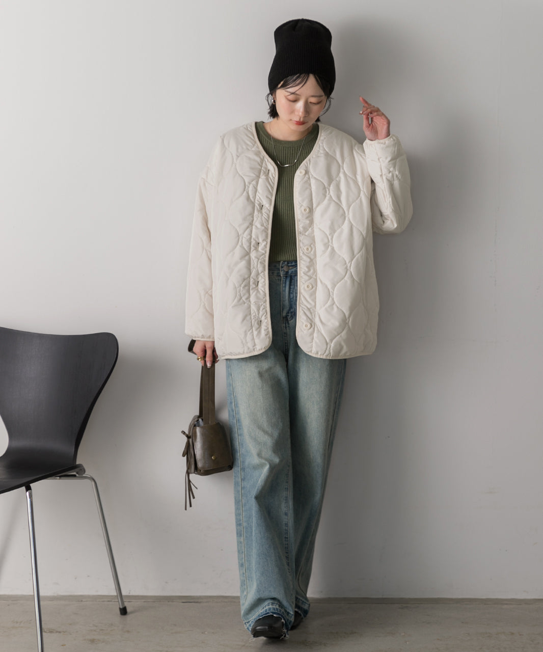 アドティエ ad thie  キルティング 中綿ジャケット （カーキ） カーキ