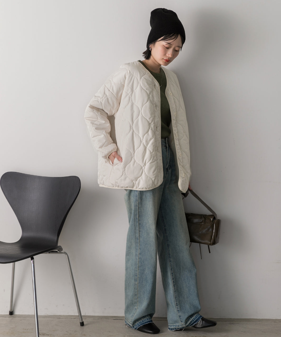アドティエ ad thie  キルティング 中綿ジャケット （カーキ） カーキ