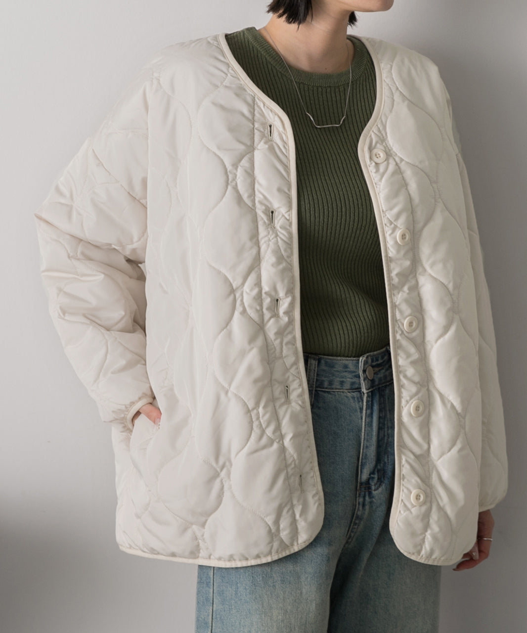 アドティエ ad thie  キルティング 中綿ジャケット （カーキ） カーキ