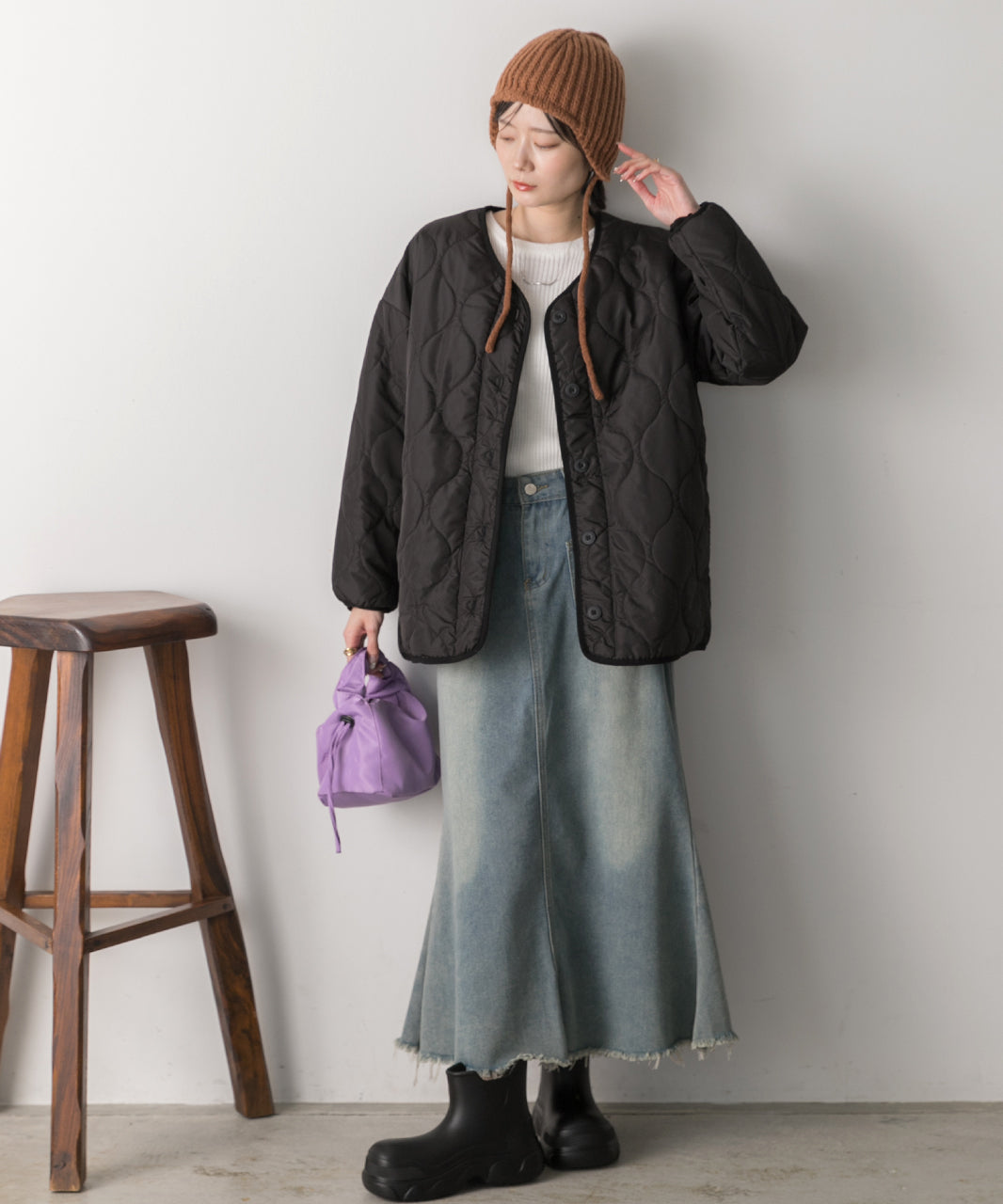 アドティエ ad thie  キルティング 中綿ジャケット （カーキ） カーキ