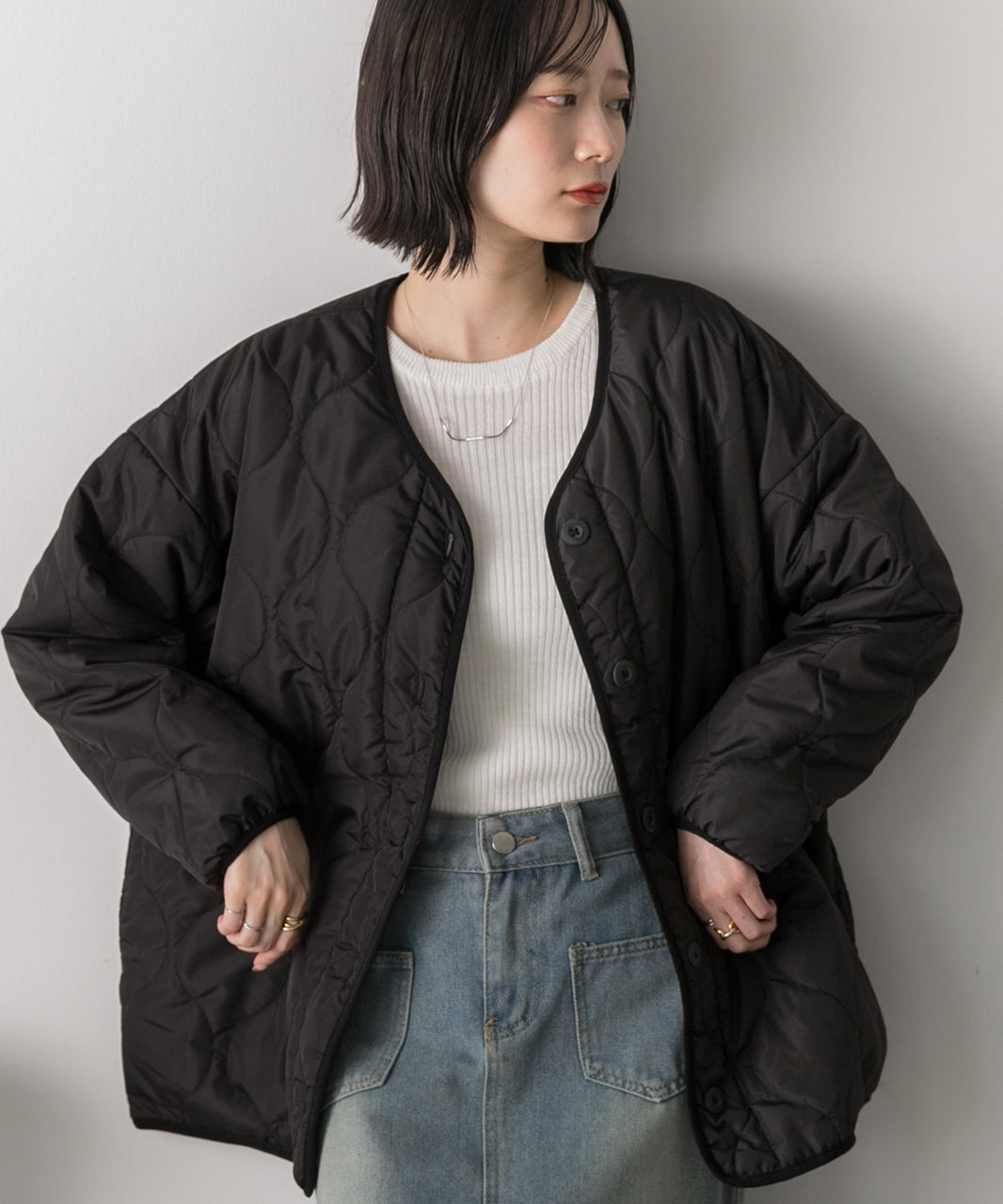 アドティエ ad thie  キルティング 中綿ジャケット （カーキ） カーキ