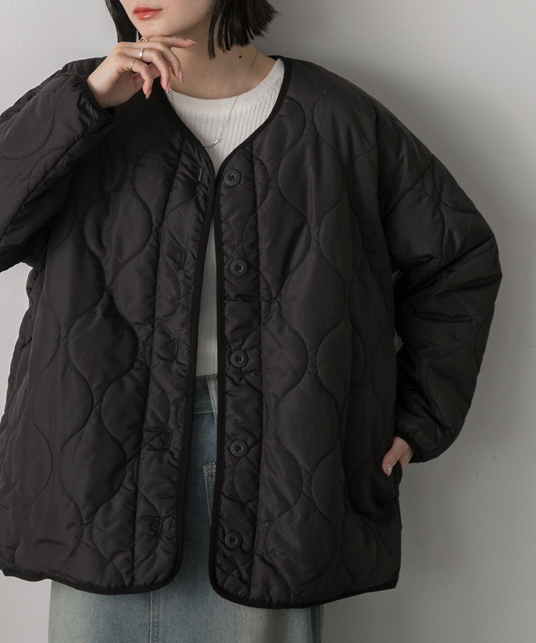 アドティエ ad thie  キルティング 中綿ジャケット （カーキ） カーキ