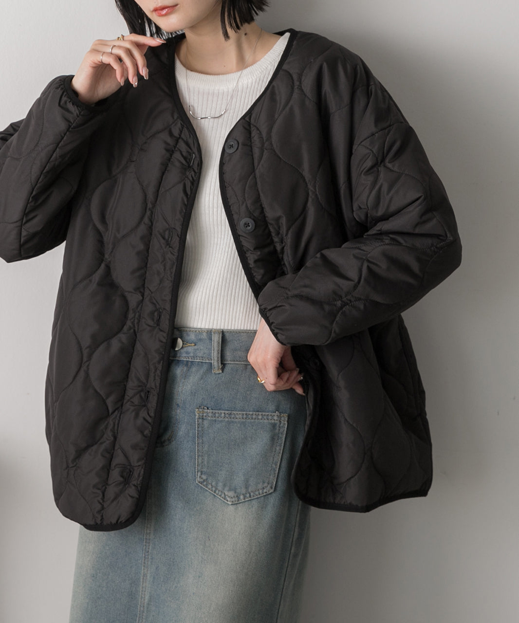 アドティエ ad thie  キルティング 中綿ジャケット （カーキ） カーキ