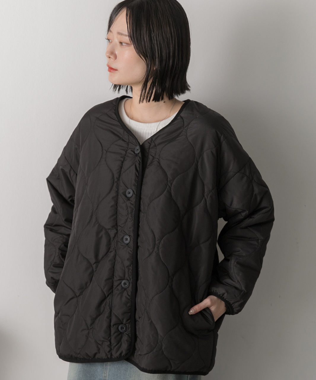 アドティエ ad thie  キルティング 中綿ジャケット （カーキ） カーキ