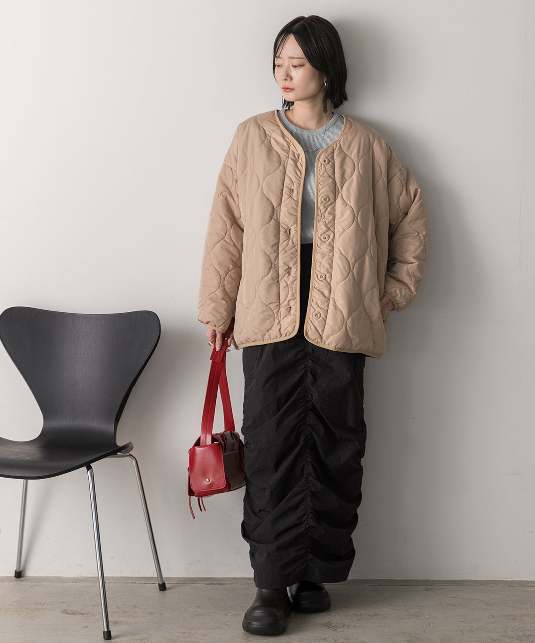 アドティエ ad thie  キルティング 中綿ジャケット （カーキ） カーキ