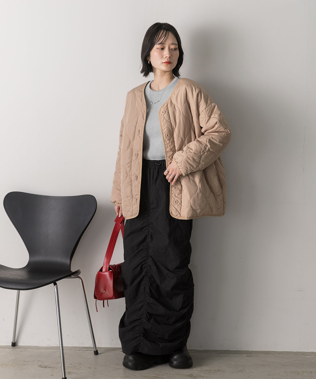 アドティエ ad thie  キルティング 中綿ジャケット （カーキ） カーキ