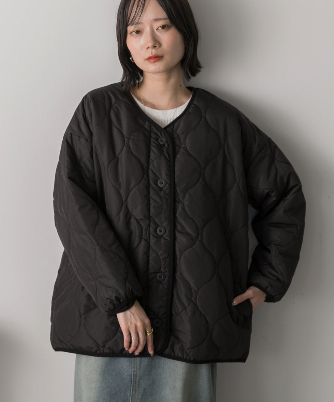 アドティエ ad thie  キルティング 中綿ジャケット （ブラック） ブラック