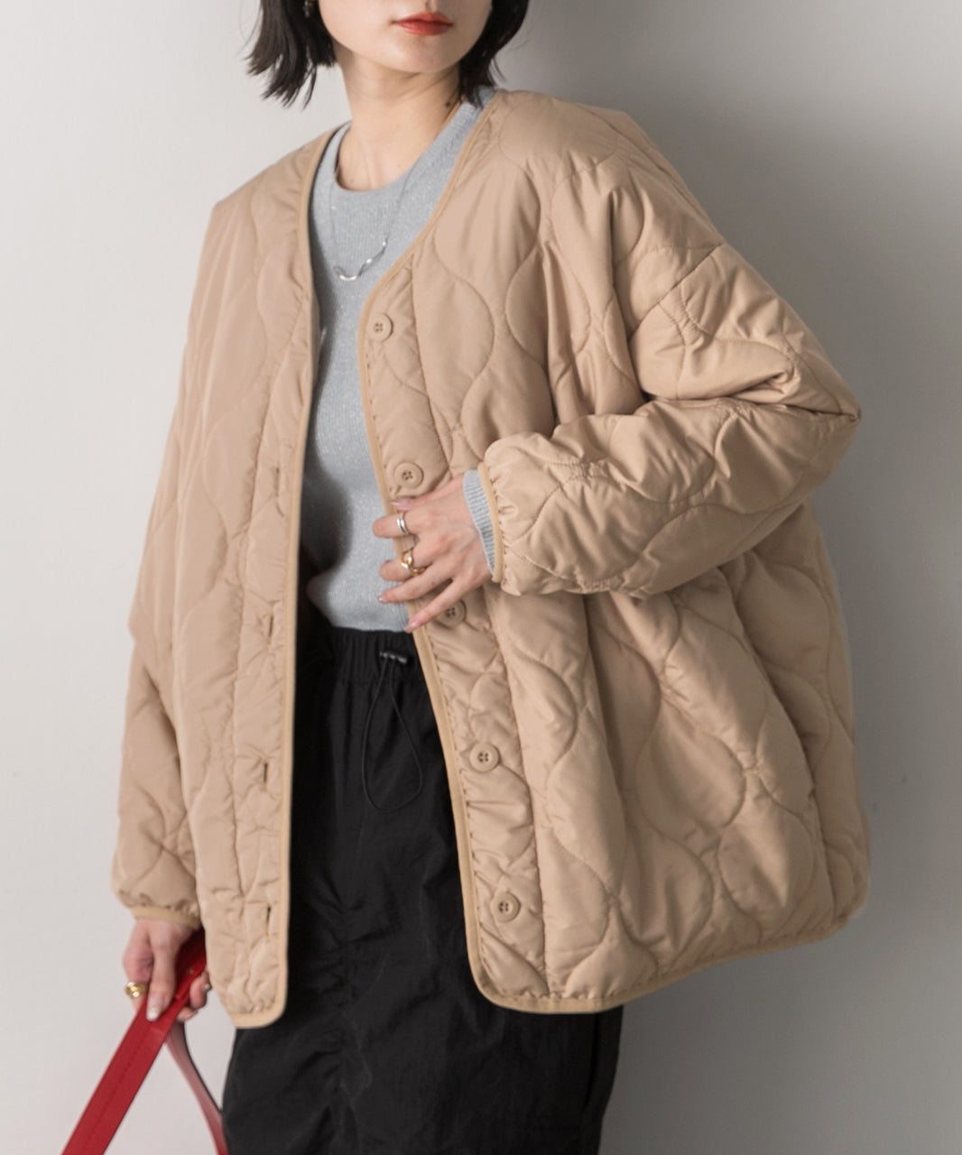 アドティエ ad thie 【2024AW新作】キルティング 中綿ジャケット,ベージュ