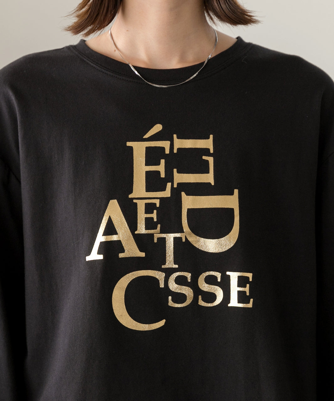 アドティエ ad thie 【2024AW新作】箔アソートプリント ショート丈ロングTシャツ （ブラック(プリント2)） ブラック(プリント2)