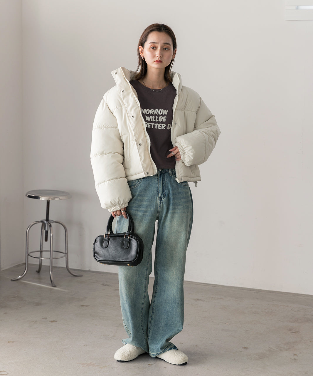 アドティエ ad thie 【2024AW新作】箔アソートプリント ショート丈ロングTシャツ （ブラック(プリント2)） ブラック(プリント2)