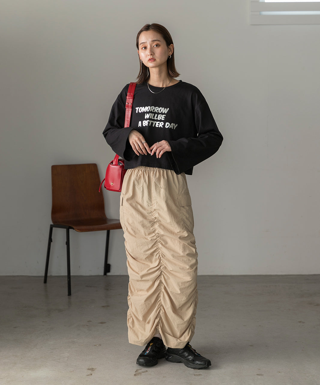 アドティエ ad thie 【2024AW新作】箔アソートプリント ショート丈ロングTシャツ （ブラック(プリント2)） ブラック(プリント2)
