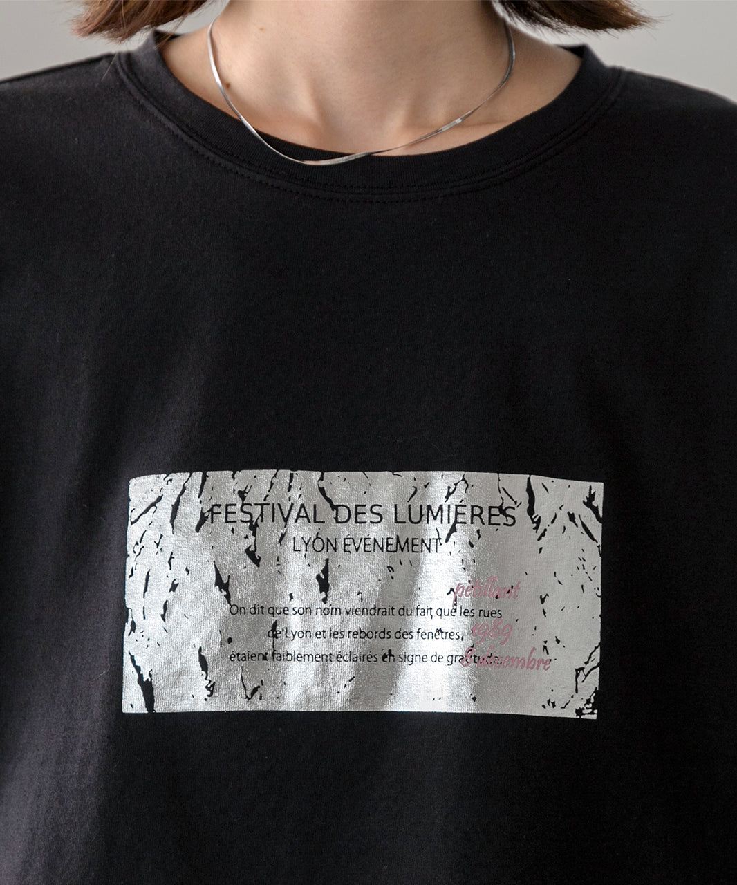 アドティエ ad thie 【2024AW新作】箔アソートプリント ショート丈ロングTシャツ （ブラック(プリント3)） ブラック(プリント3)
