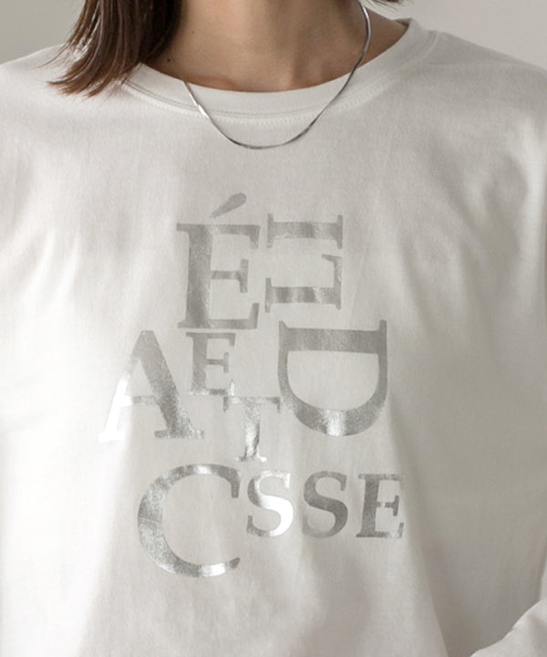 アドティエ ad thie 【2024AW新作】箔アソートプリント ショート丈ロングTシャツ （オフホワイト(プリント2)） オフホワイト(プリント2)
