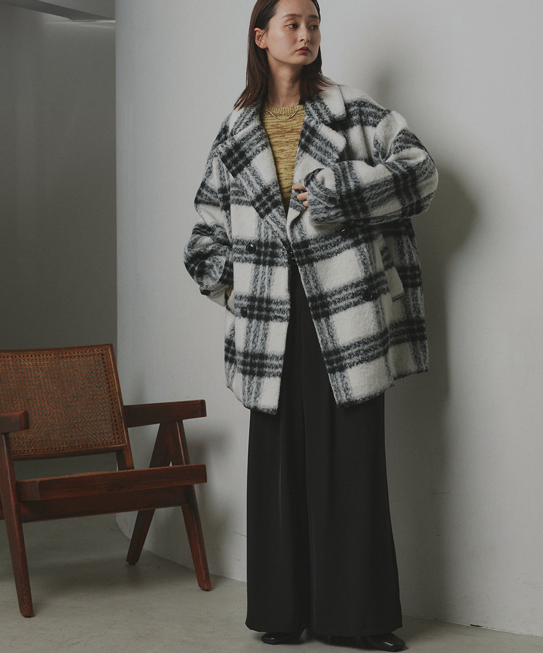 アドティエ ad thie シャギーコクーンミドルコート （グレー） グレー