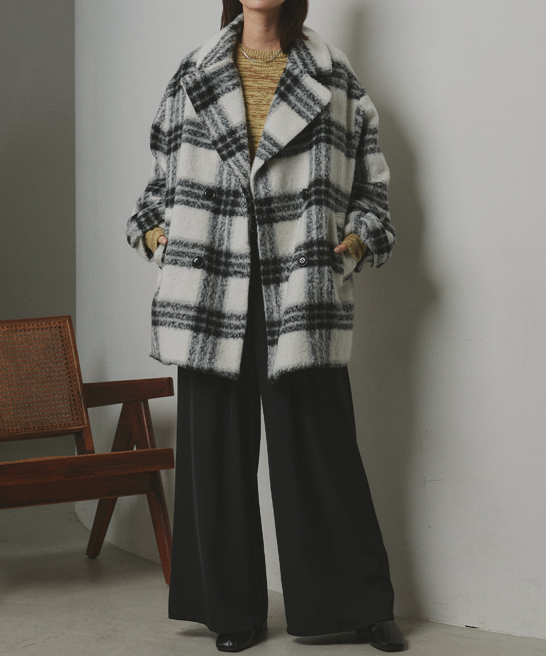 アドティエ ad thie シャギーコクーンミドルコート （グレー） グレー