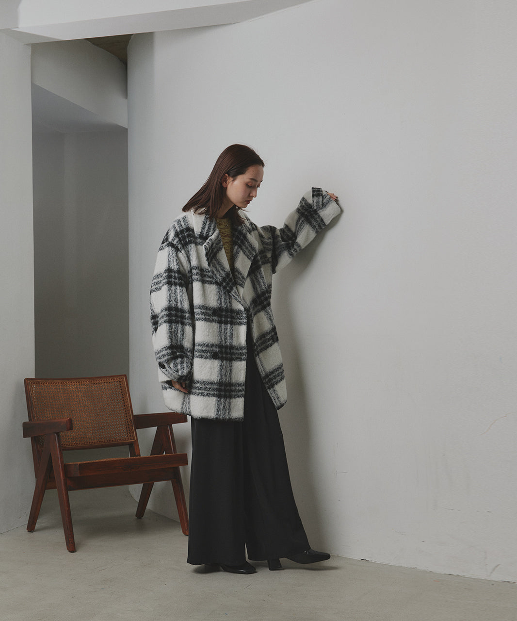 アドティエ ad thie シャギーコクーンミドルコート （グレー） グレー