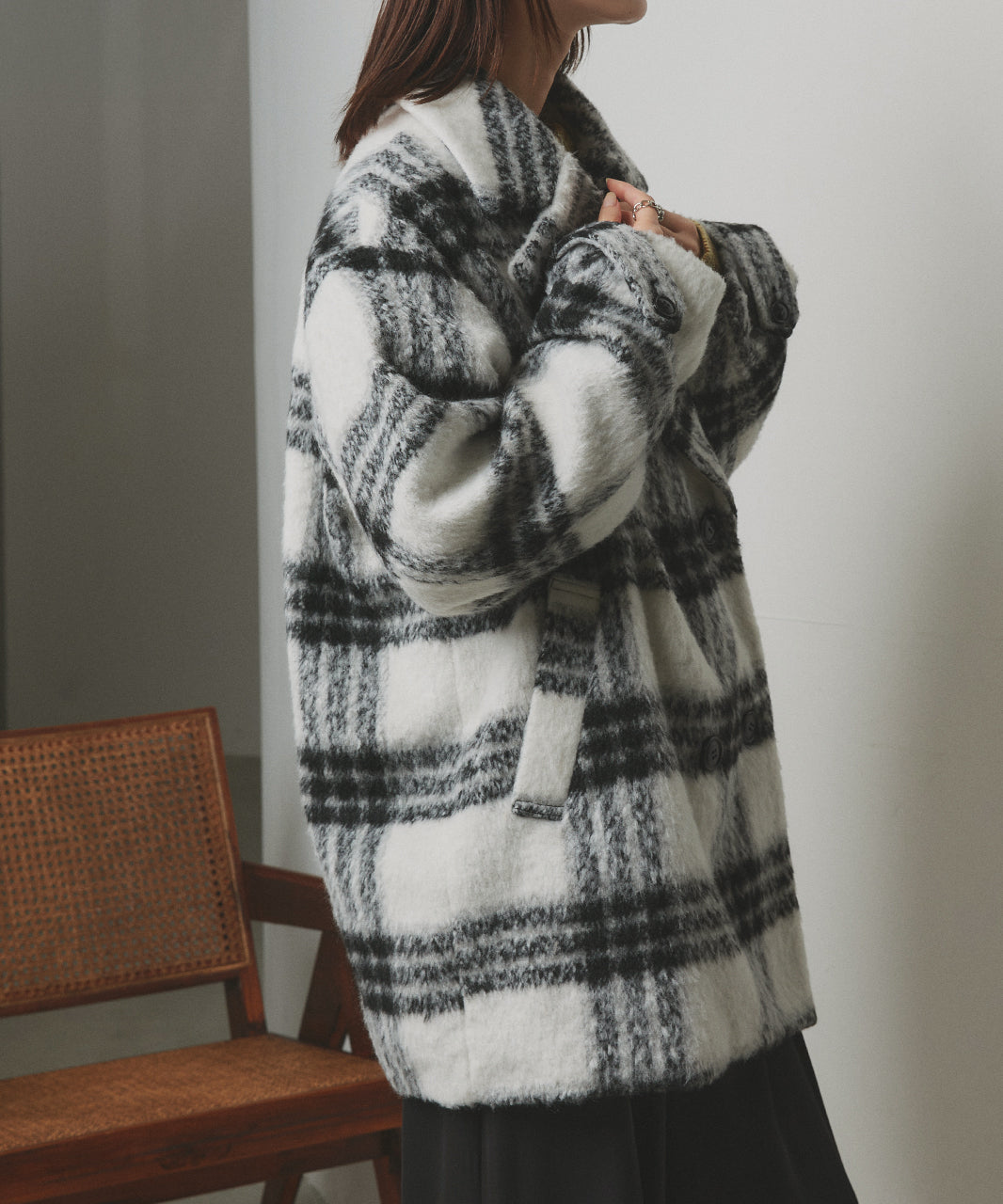 アドティエ ad thie シャギーコクーンミドルコート （グレー） グレー